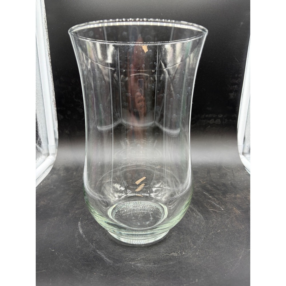 Clear Glass Hurricane Vase Flared Rim Weighted Base Floral Centerpiece 10 inch